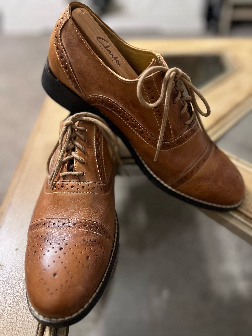 Sandro Moscolino Men’s Brown Cap Toe Leather Brogue Lace-Up Oxfords 10